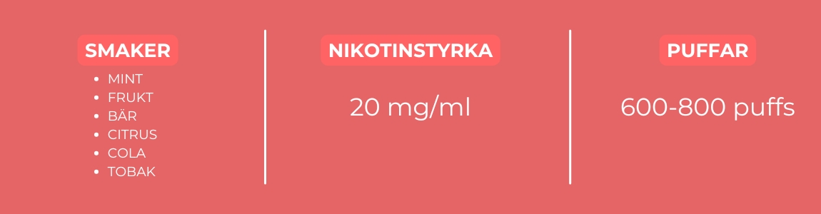 Engångs vape smaker nikotin puffs